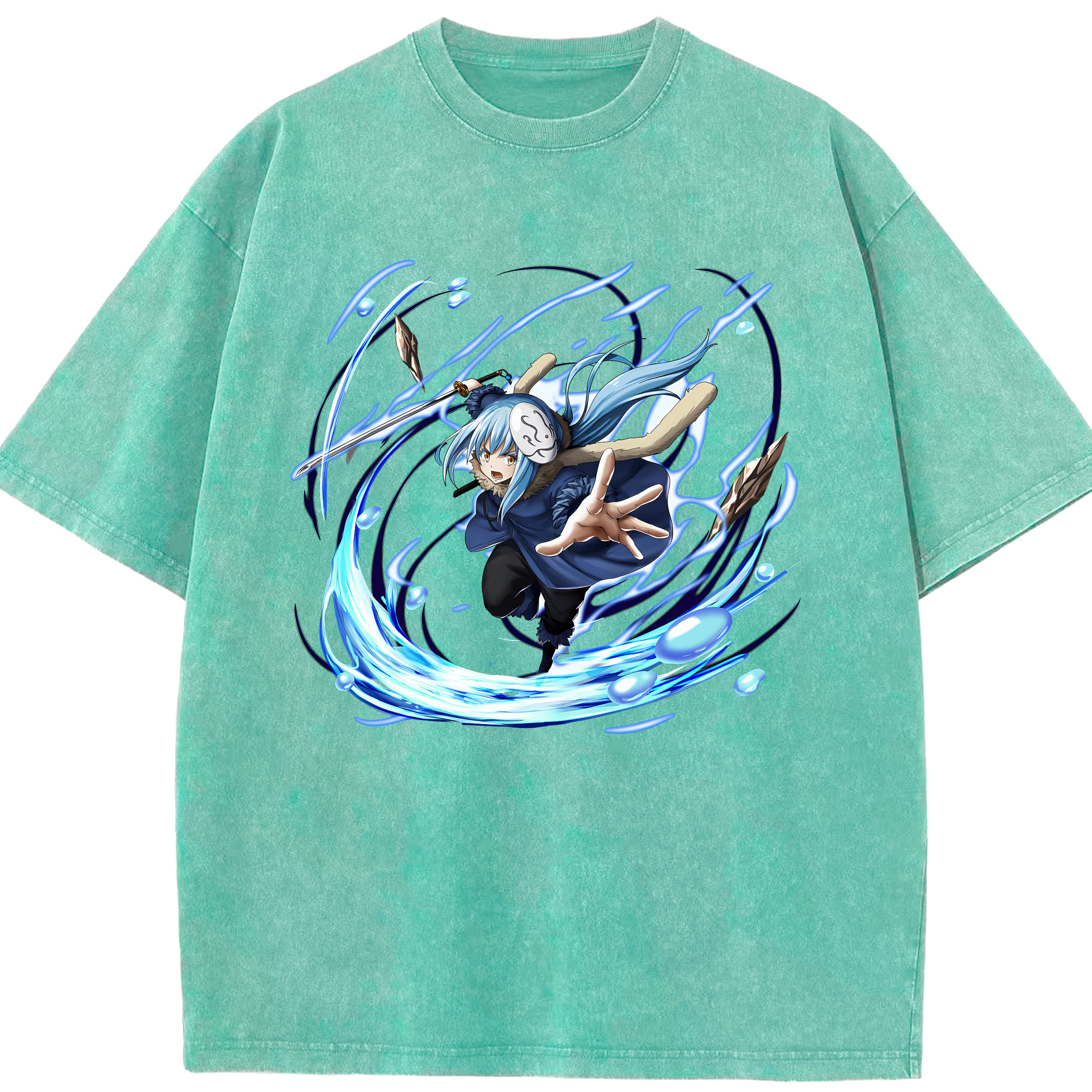 （画像用） 転スラ Regarding Reincarnated to Slime 綿100% ヴィンテージ風 半袖Tシャツ（フロントプリント）